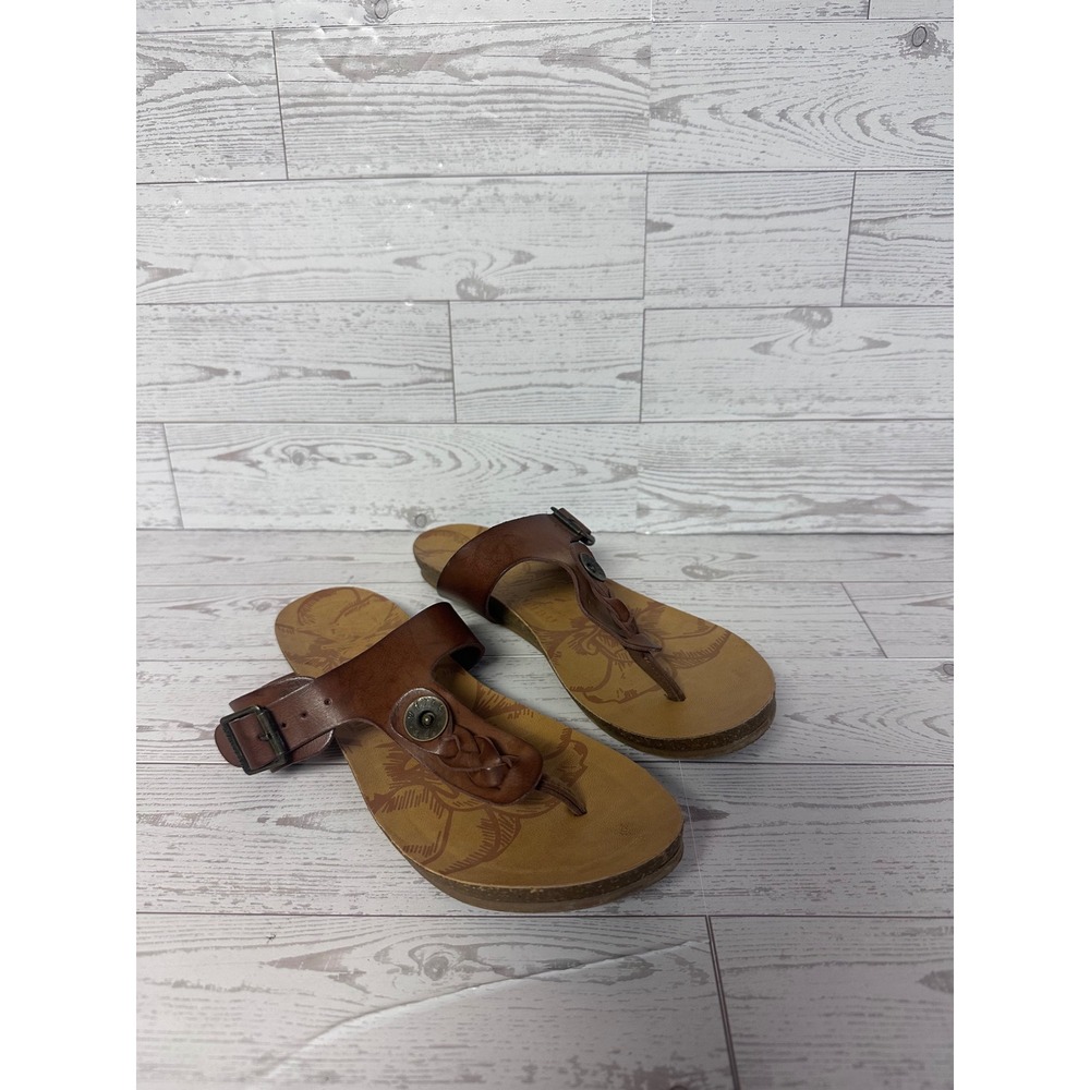 Blowfish Malibu Brown Beach Bohemian Braided T-Strap Thong Sandals Flat Size 6 - Picture 3 of 8